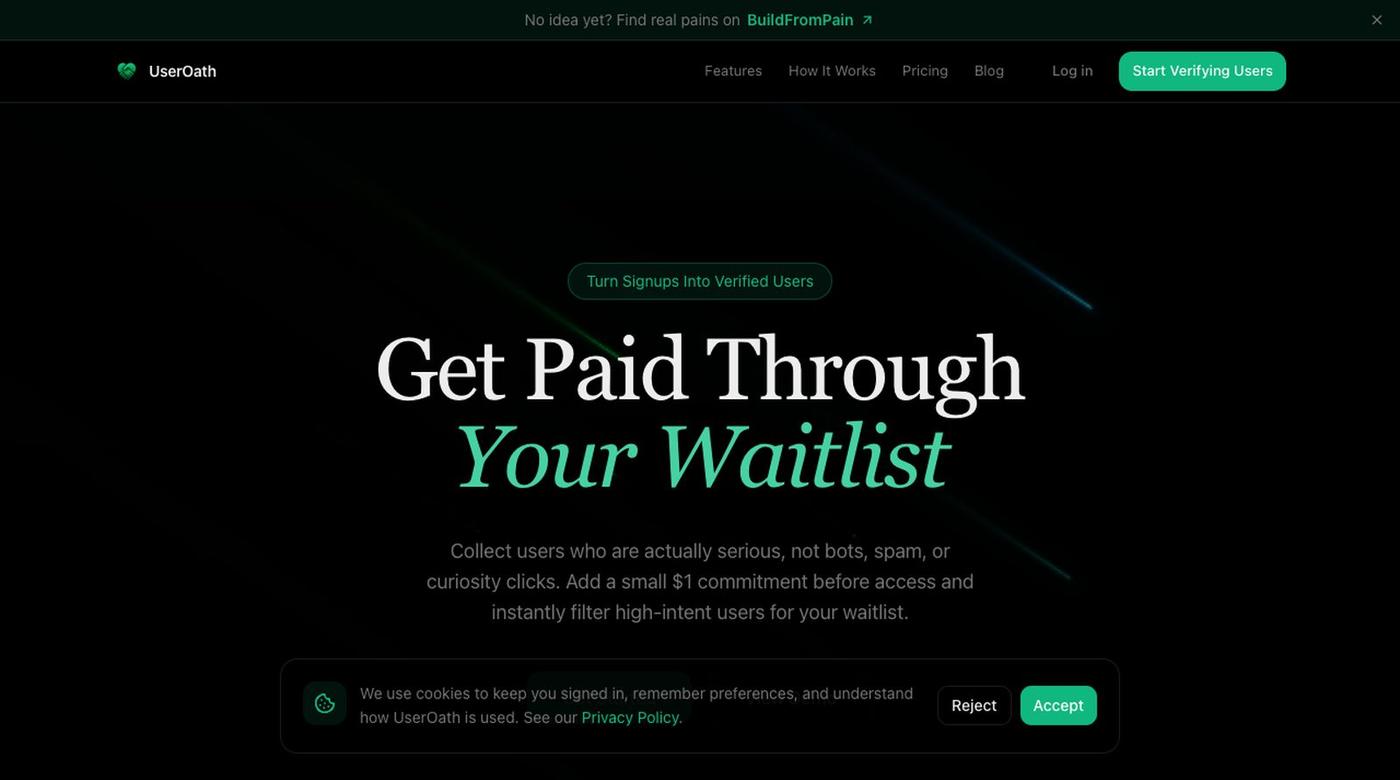 UserOath | Stop Collecting Fake Signups — screenshot