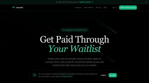 UserOath | Stop Collecting Fake Signups — screenshot