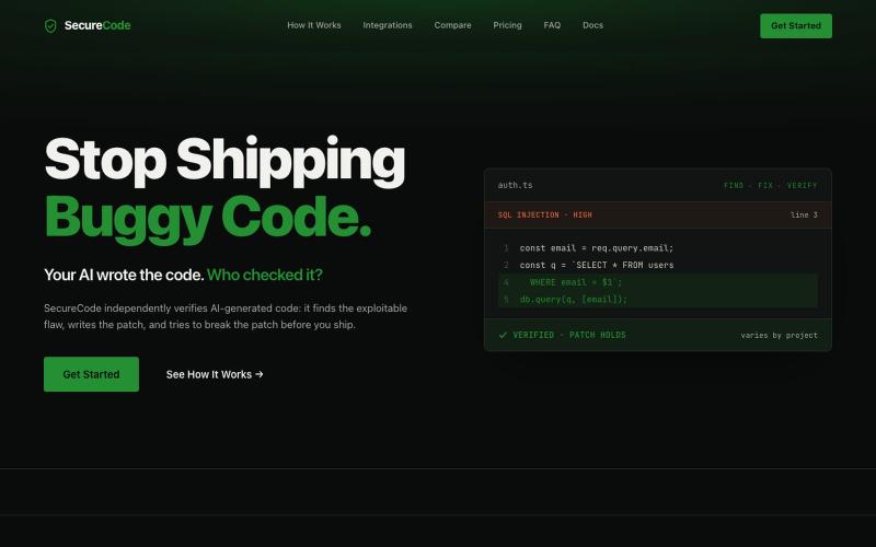 SecureCode — Stop Shipping Buggy Code — screenshot