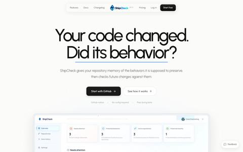 ShipCheck — Catch regressions before you merge — screenshot
