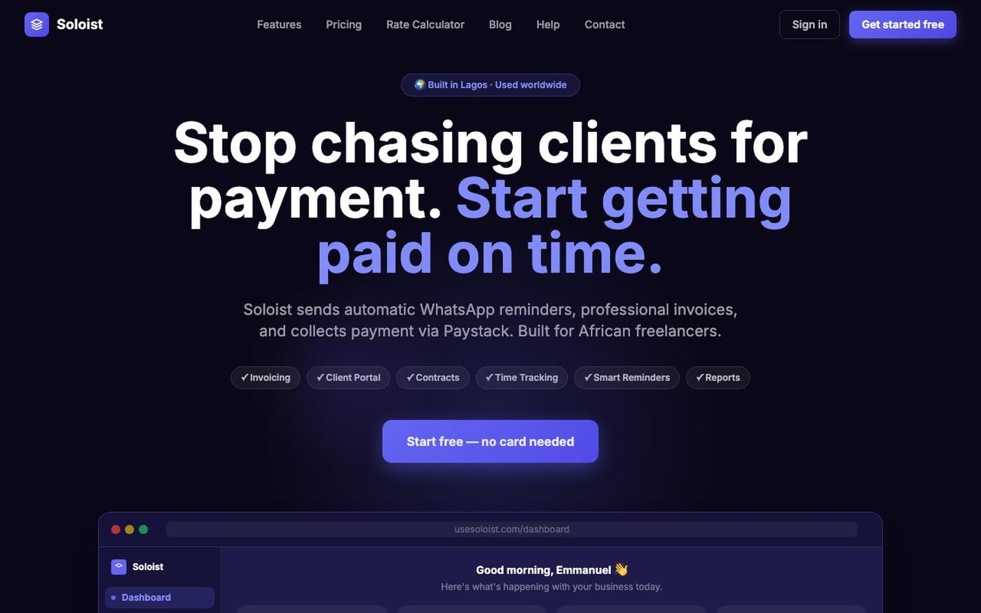 Soloist – Freelance Business Portal — screenshot