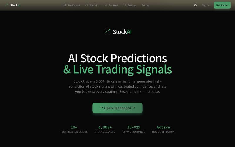 StockAI — AI Stock Predictions, Signals & Screener — screenshot