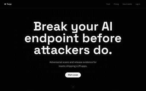 Targe — LLM security scanning & audit reports — screenshot