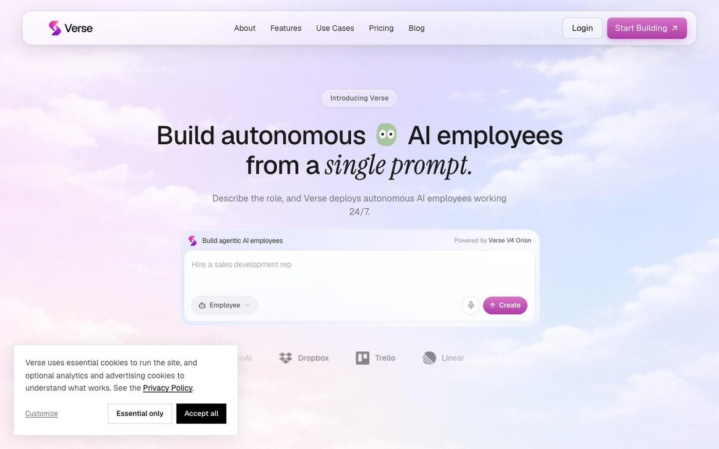 Verse - Build Autonomous AI Employees — screenshot