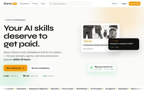 Zana — Buy & Sell AI Prompts, AI Agents & Tools Online — Zana — screenshot