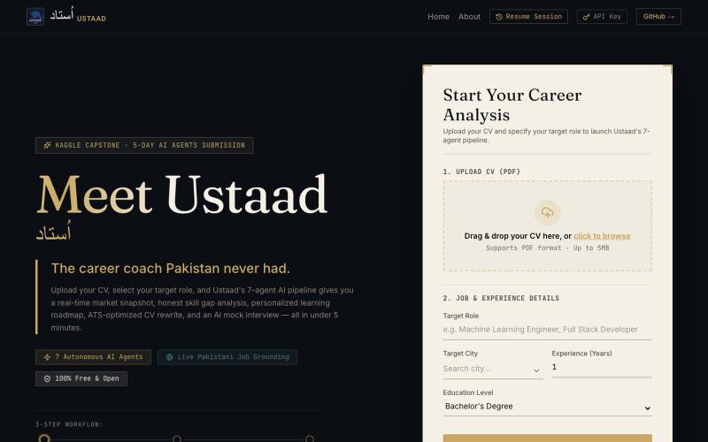 Ustaad (اُستاد) — Career Intelligence & OS for Tech Talent — screenshot