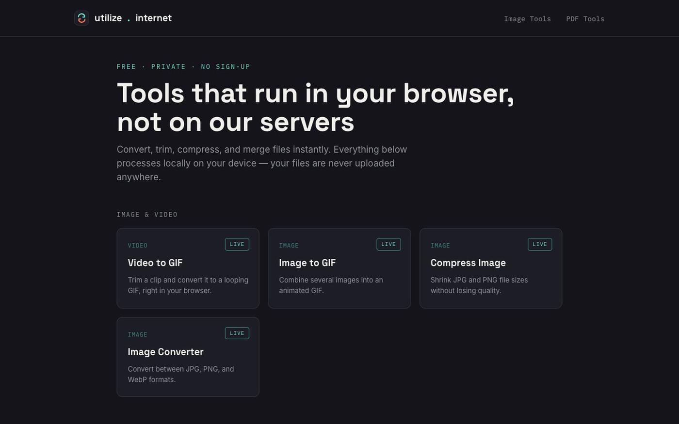 Free Online Tools — Convert, Compress & Edit Files in Your Browser — screenshot
