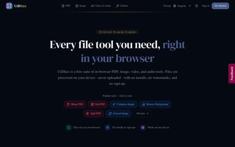 UtilStax - Free PDF, Image, Video & Quick Utility Tools — screenshot