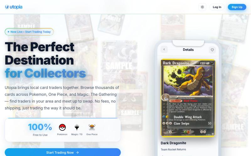 Utopia — Free Local TCG Trading for Pokemon, One Piece & MTG — screenshot