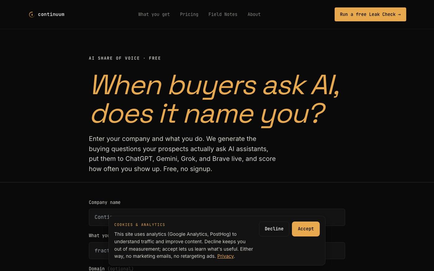 Continuum, find and fix what is exposed in your AI-built app — screenshot