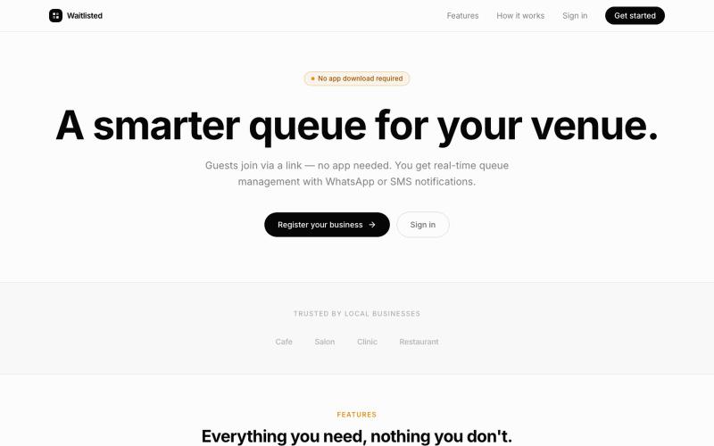Waitlisted — Location-Aware Queue Management — screenshot