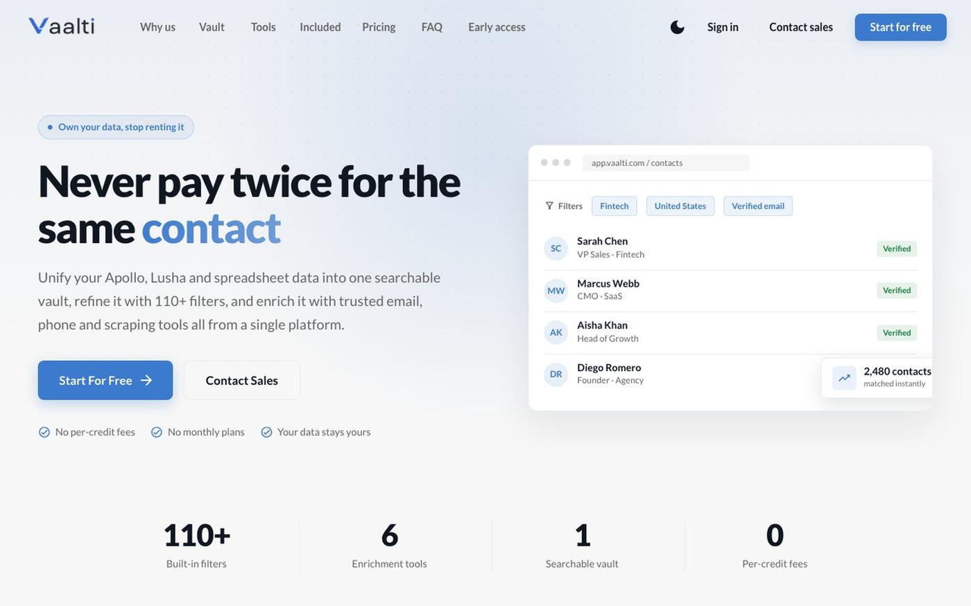 Vaalti: Your data vault and enrichment suite — screenshot