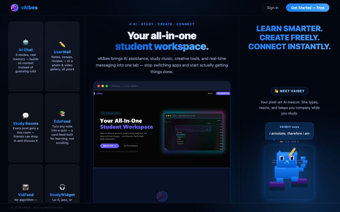 vAIbes — Learn Smarter, Create Freely — screenshot