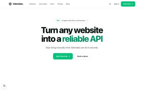 Valendata | Automate Web Data Extraction & Browser Skills — screenshot