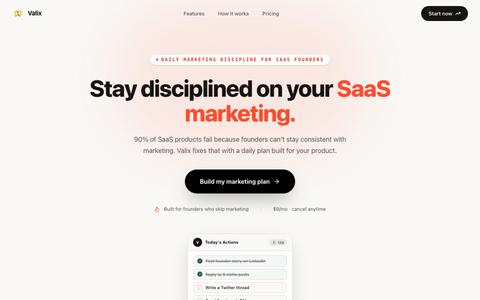 Valix — Daily Marketing Discipline for SaaS Founders — screenshot