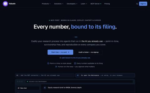Valuein — SEC EDGAR Financial Data Built for AI Agents — screenshot