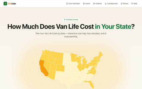 Van Life Cost Calculator by State (2026) | Vanyage — screenshot