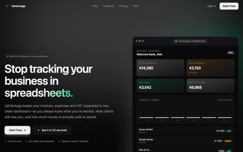 VatVantage — Stop tracking your business in spreadsheets — screenshot