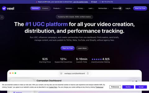 #1 UGC platform for Brands and Creators | Veel — screenshot
