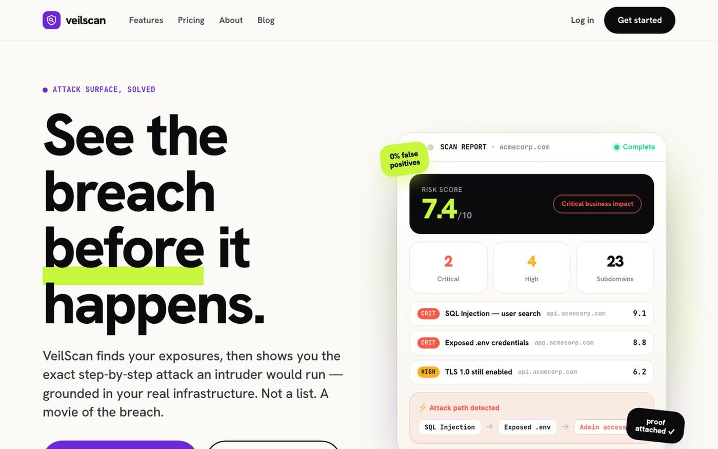 VeilScan — See the breach before it happens — screenshot