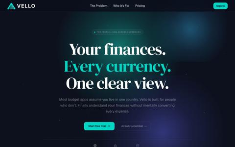 Vello — Multi-currency personal finance — screenshot