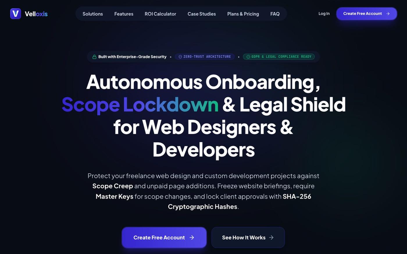 Velloxis | Onboarding Autônomo & Scope Lockdown SaaS — screenshot