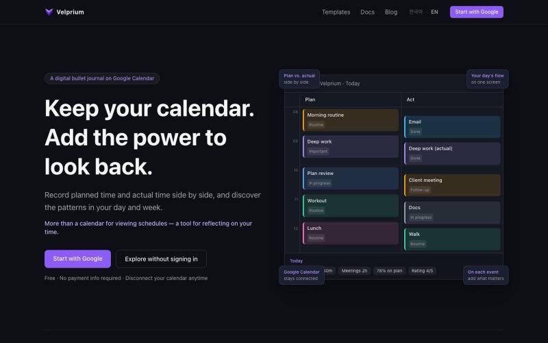 Velprium — Time Workspace — screenshot