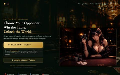 Velvet Stakes – Free Single-Player AI Strip Poker Online — screenshot