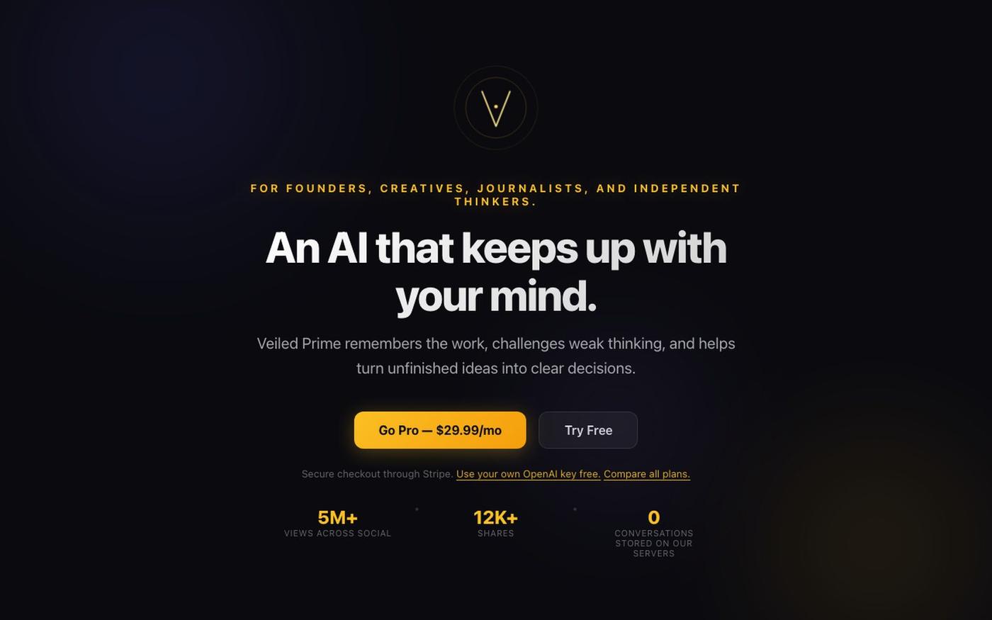 Veiled Prime — This is not a chatbot — screenshot