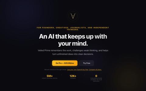 Veiled Prime — This is not a chatbot — screenshot
