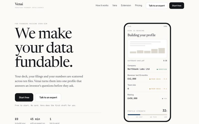 Venai — We make your data fundable — screenshot