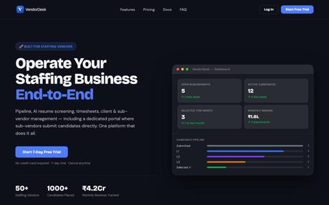 VendorDesk — Staffing Operations Platform for Indian Recruiters — screenshot