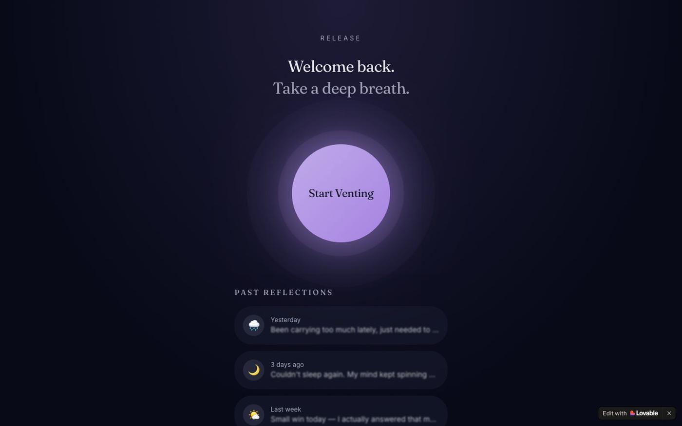 Release — A quiet space to let it out — screenshot