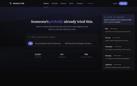 Venture Trail: see who's already tried your startup idea — screenshot