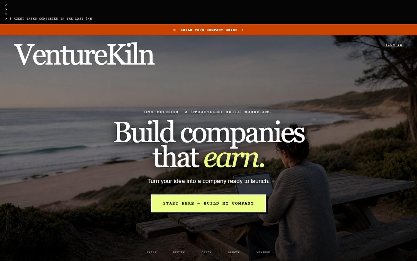 VentureKiln — Build Companies That Earn — screenshot