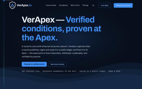 VerApex — Proof of conditions, sealed at the moment they happen — screenshot