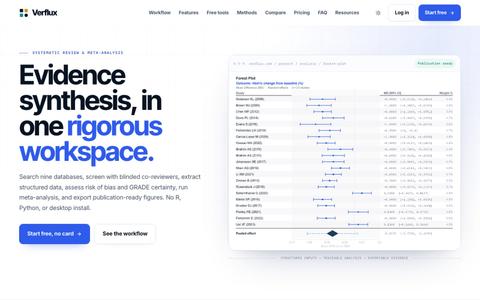 Verflux: Rigorous Evidence Synthesis for Systematic Reviews & Meta-Analysis — screenshot