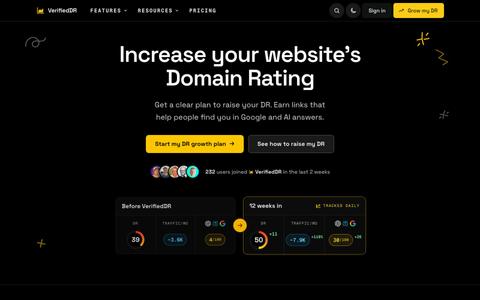 Increase Your Website's Domain Rating | VerifiedDR — screenshot