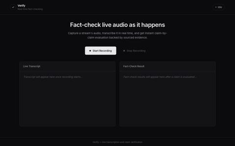 Verify — Live Fact-Checking — screenshot