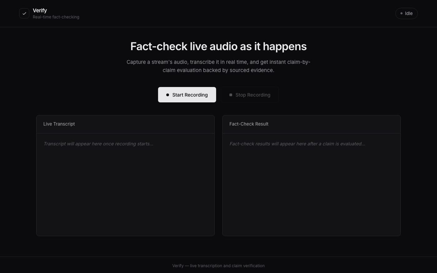 Verify — Live Fact-Checking — screenshot