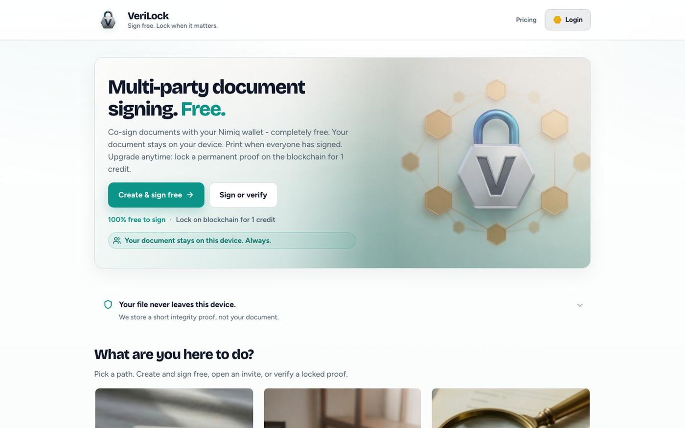 VeriLock – Free private multi-party PDF signing — screenshot