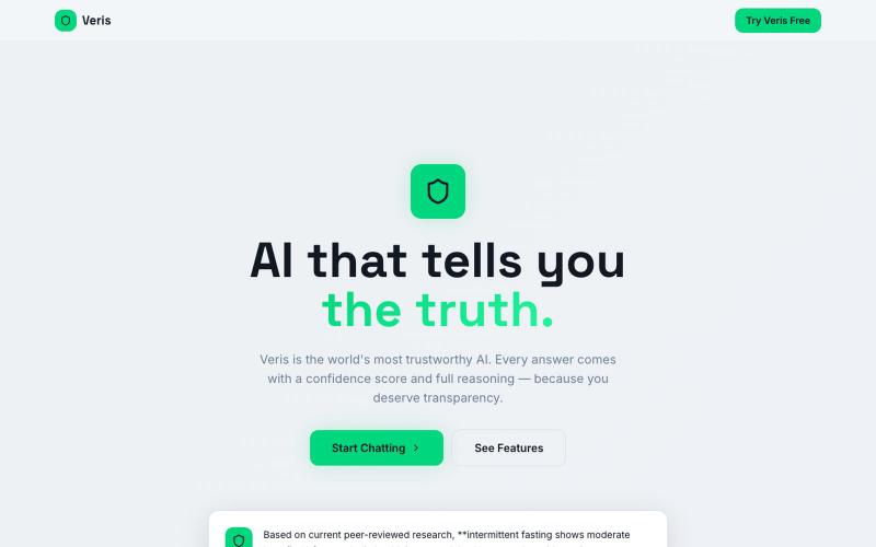 Veris — AI That Tells You The Truth — screenshot