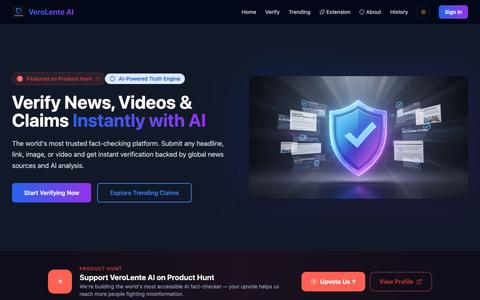 VeroLente AI - Verify News, Videos & Claims Instantly with AI — screenshot