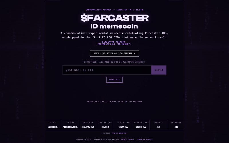 fid.market — $FARCASTER ID memecoin — screenshot
