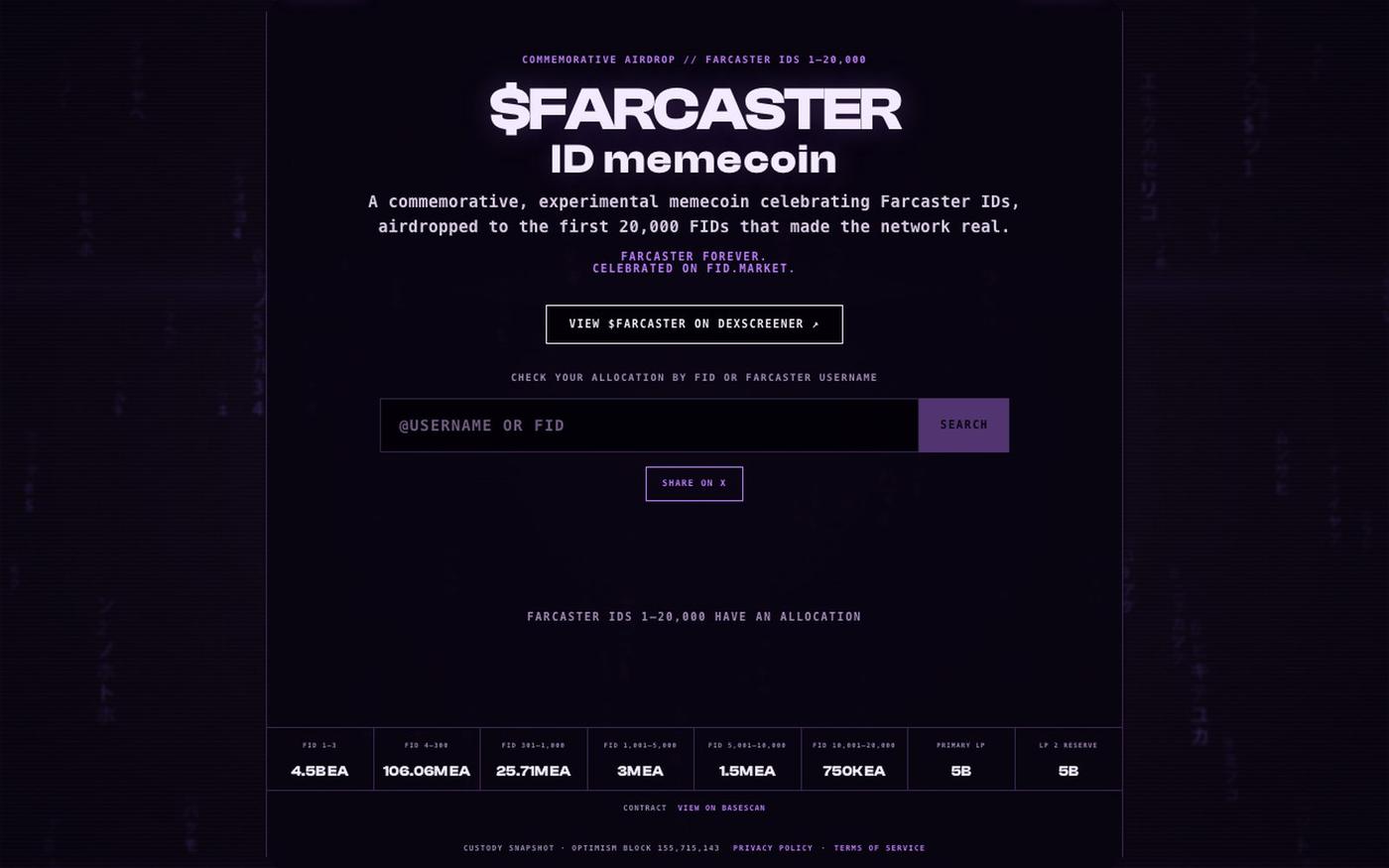 fid.market — $FARCASTER ID memecoin — screenshot