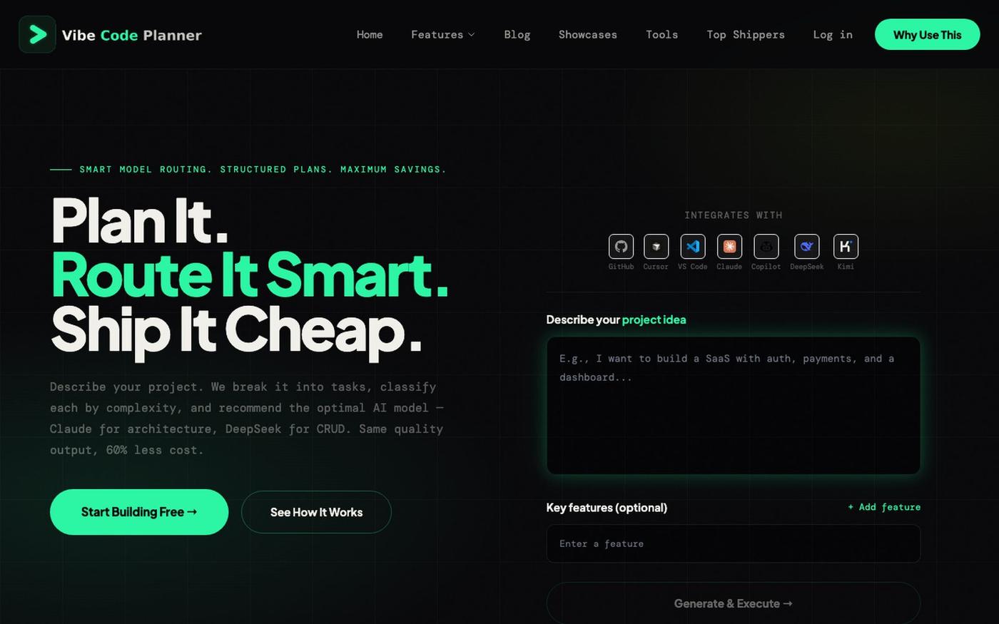 Vibe Coding Plan - Smart AI Model Routing for Developers | Save 60% on AI Costs — screenshot