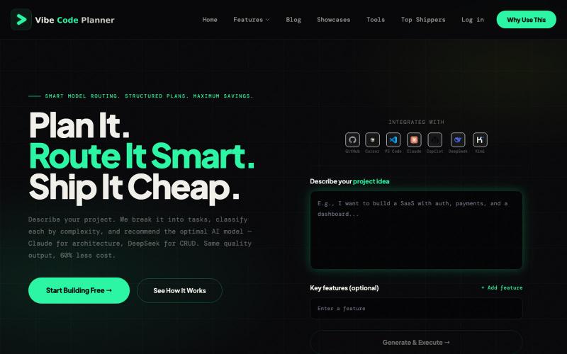 Vibe Coding Plan - Smart AI Model Routing for Developers | Save 60% on AI Costs — screenshot