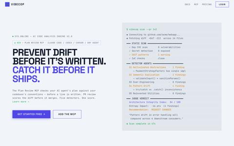 VibeCop — AI Code Review & Architecture Integrity — screenshot