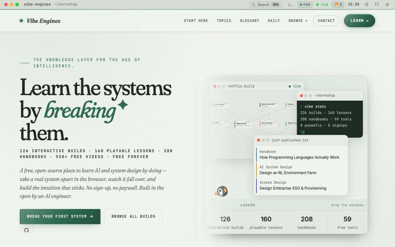 Interactive AI & System Design Practice | Vibe Engines — screenshot