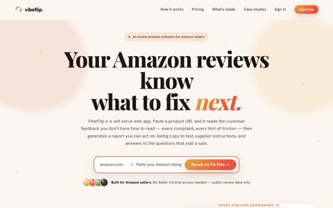 VibeFlip — Turn Amazon Reviews Into Revenue | AI Fix Plans for Sellers — screenshot